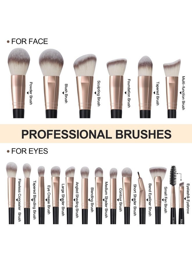 34 Pcs Makeup Brush Set Professional Makeup Brushes Kit Foundation Powder Eye Shadow Concealers Blending Brush Set Premium Synthetic Makeup Tool Gift For Women (Black)