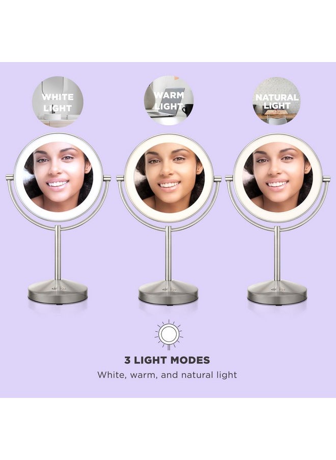 Conair Lighted Makeup Mirror, LED Vanity Mirror, 1X/10x Magnifying Mirror, Corded in Satin Nickel Finish