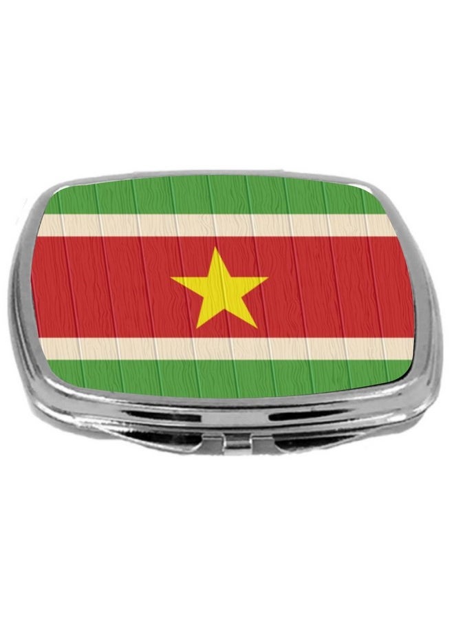 Rikki Knight Compact Mirror on Distressed Wood Design, Suriname Flag, 3 Ounce