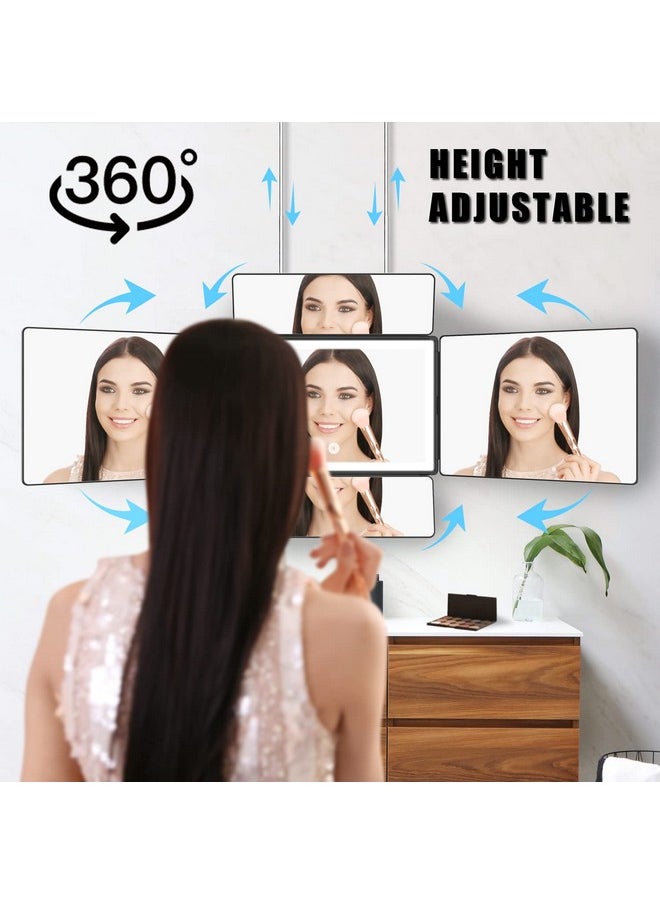 OLIBUY 5 Way Mirror, 360 Mirror for Self Hair Cutting and Brading Hair, Rechargeable LED Barber Mirror with Adjustable Hooks