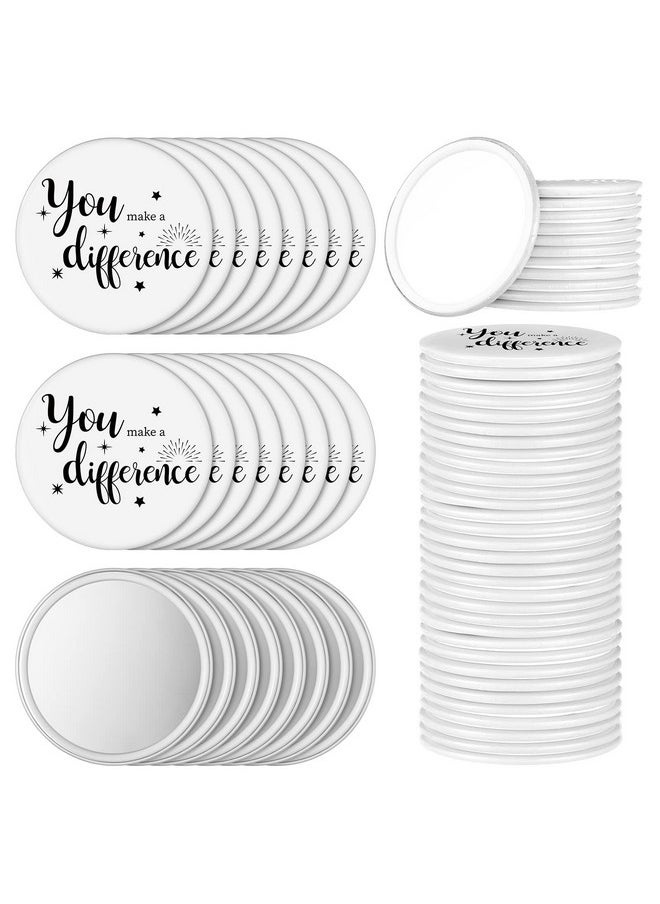 Hoolerry 24 Pcs Inspirational Compact Mirror Round Portable Pocket Makeup Mirror for Employee Teacher (White, Black,Trendy)