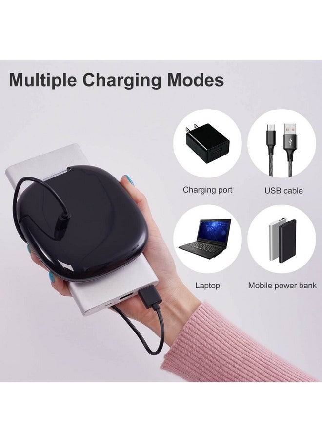 Compact LED Magnifying Travel Makeup-Mirror - 4 inches 1X/10X Magnification Small Hand Pocket Dimmable Double Sided USB Rechargeable Touch Screen, Portable Tabletop Cosmetic (Black)