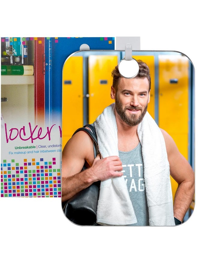 The Shave Well Company Locker Mirror for Office, Gym, or School | Full-Face Travel-Friendly Mirror with Convenient Handheld Option | Hanging Locker Mirror includes Removable Adhesive Hook