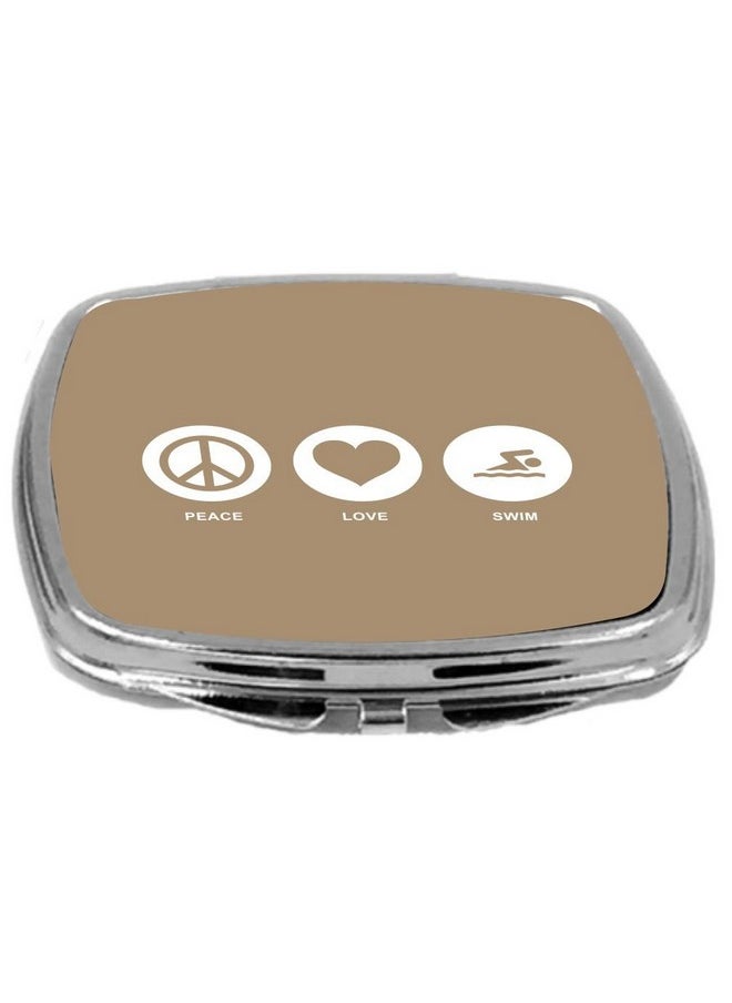 Rikki Knight Peace Love Swim Design Compact Mirror, Brown, 2 Ounce