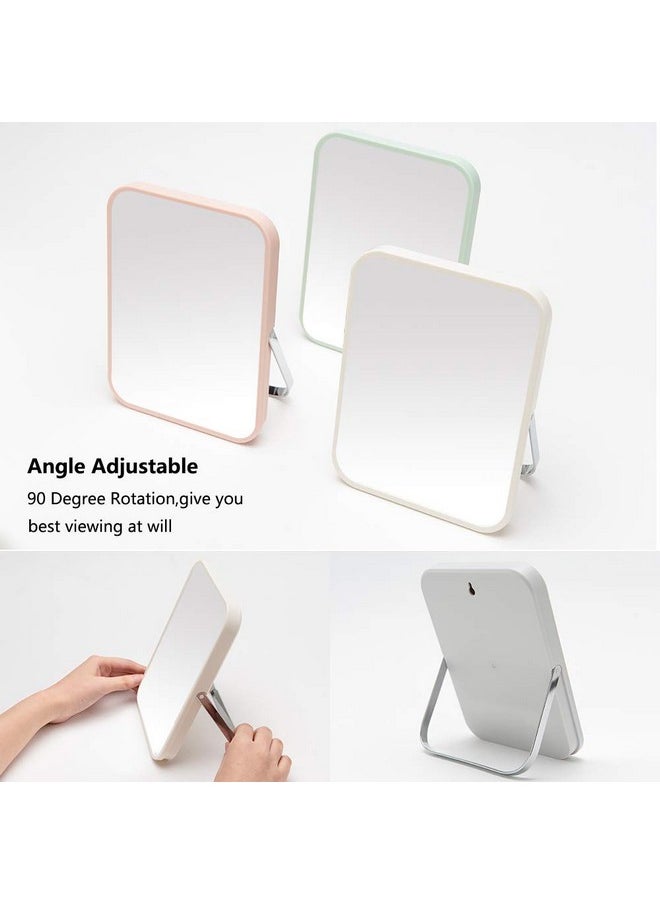 YEAKE Table Desk Vanity Makeup Mirror,8-Inch Portable Folding Mirror with Metal Stand 90°Adjustable Rotation Tavel Make Up Mirror Hanging Bathroom for Shower Shaving(Pink)