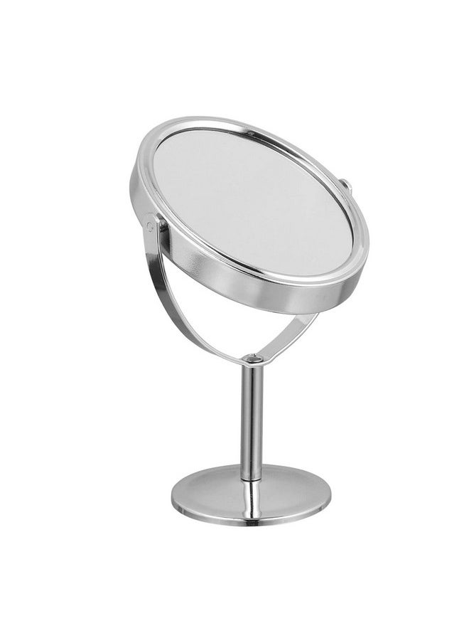 minkissy Desktop Vanity Mirror Double Sided Mirror Hand Held Mirror Tabletop Mirror Desktop Mirror Standing Table Vanity Mirror Stand Mirror Makeup Silver Picture Frame Ellipse Mirror