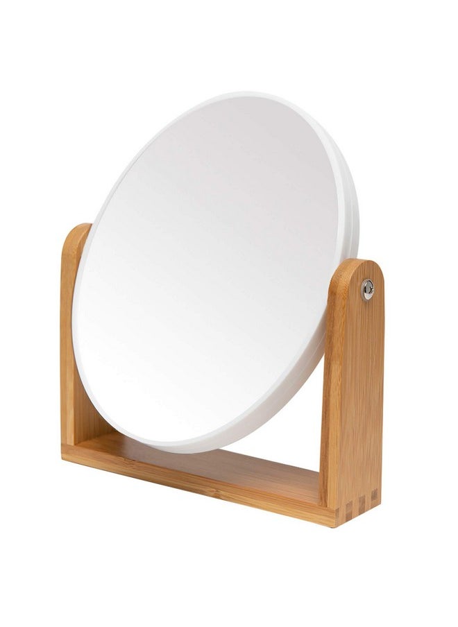 YEAKE Vanity Makeup Mirror with Natural Bamboo Stand,8 Inch 1X/3X Magnification Double Sided 360 Degree Swivel Magnifying Mirror,Portable Table Desk Countertop Mirror Bathroom Shaving Make Up Mirror