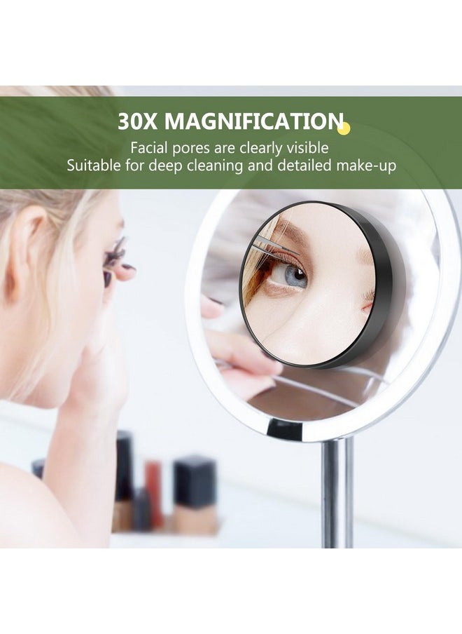 MIYADIVA 30X Magnifying Mirror, Magnifying Mirror Suction Cup, Travel Makeup Mirror with Precise Tweezers, Compact Magnifying Mirror for The Removal of Female Facial Hair, 3.5 Inches (Black)