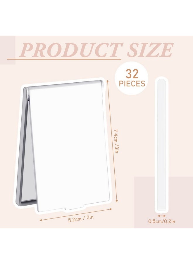 Queekay 32 Pcs 2 x 3 x 0.2' inch Pocket Mirror Portable Stand up Mirror for Makeup Folding Mirror Rectangle Compact Travel Mirror Cosmetic Vanity Mirror for Women(White)