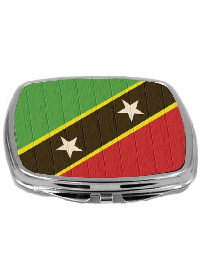 Rikki Knight Compact Mirror on Distressed Wood Design, Saint Kitts and Nevis Flag, 3 Ounce