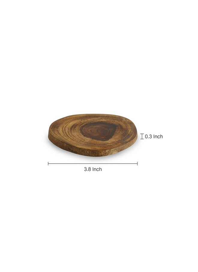 ExclusiveLane 'Circles of Wood' Round Wooden Coasters for Dining Table for Hot Pots (Set of 6, Brown, Mango Wood) | Handcrafted Wooden Coasters Set of 6 Coaster for Hot Pots Tea Coaster for Office