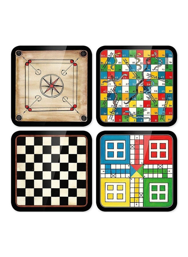 PRINTELLIGENT Coaster Set for Home Kitchen, Office Desk (Set of 4, Square, 4 x 4 Inch) (A)