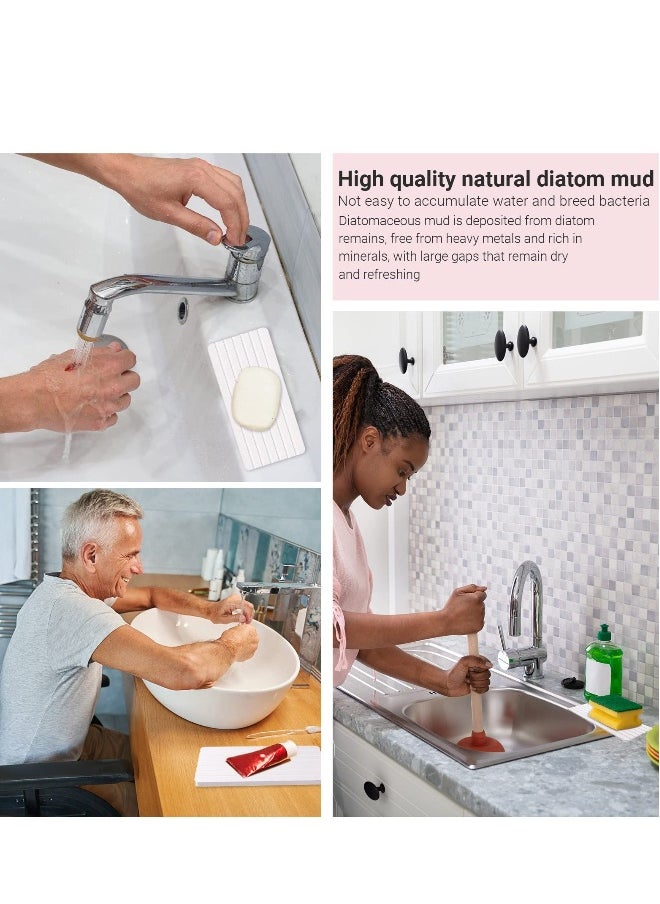 Water Absorbent Diatomite Coasters, 5Pcs Instant Dry Sink Organizer, Drying Stone for Kitchen Counter, Water Absorbing Stone Used for Hand Soaps & Plants & toiletries (White)
