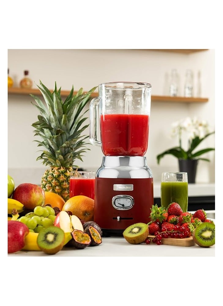 1.5L Retro Series Table Blender - Red | Powerful 1.5L Capacity Blender for Smoothies, Shakes & More