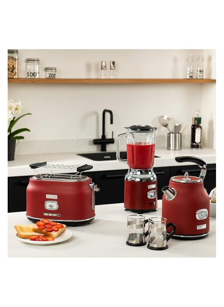 1.5L Retro Series Table Blender - Red | Powerful 1.5L Capacity Blender for Smoothies, Shakes & More