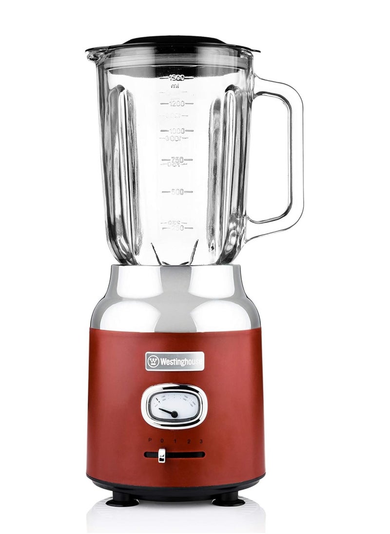 1.5L Retro Series Table Blender - Red | Powerful 1.5L Capacity Blender for Smoothies, Shakes & More