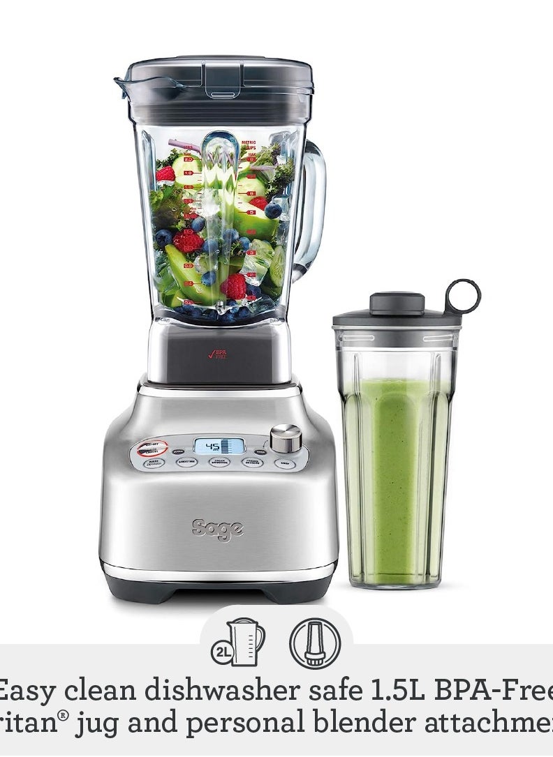 The Super Q - Commercial Grade Blender with 5 One Touch Programs and 12 Speed Settings, Brushed Stainless Steel - UAE Version, 2 Year Warranty