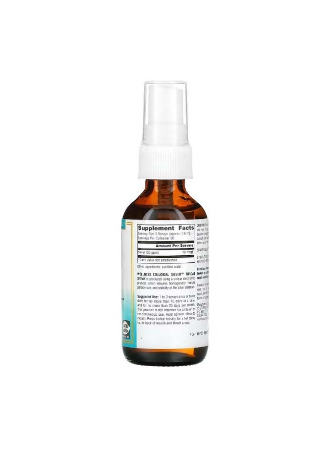 Wellness Colloidal Silver Throat Spray 30 PPM 2 fl oz 59.14 ml