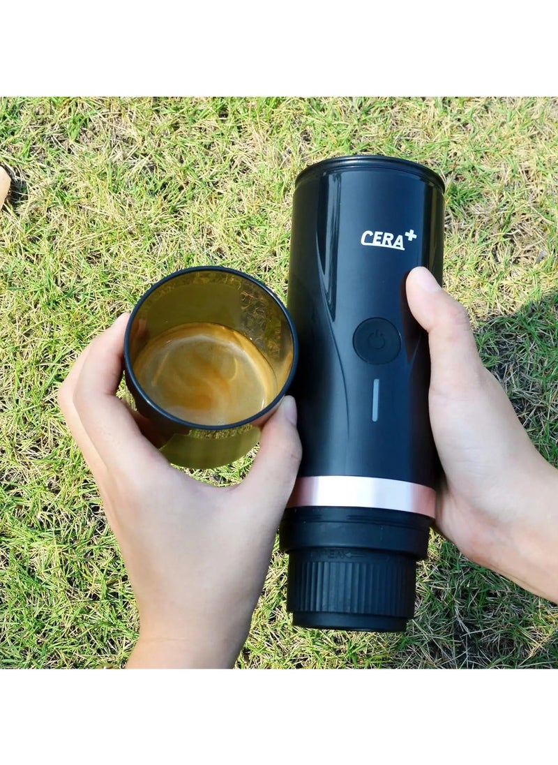 Cera Plus 2 in 1 Portable Coffee Maker, Rechargeable Mini Battery Espresso Machine with Heating Function, 20 Bar,  for Travel, Camping, Office, Home