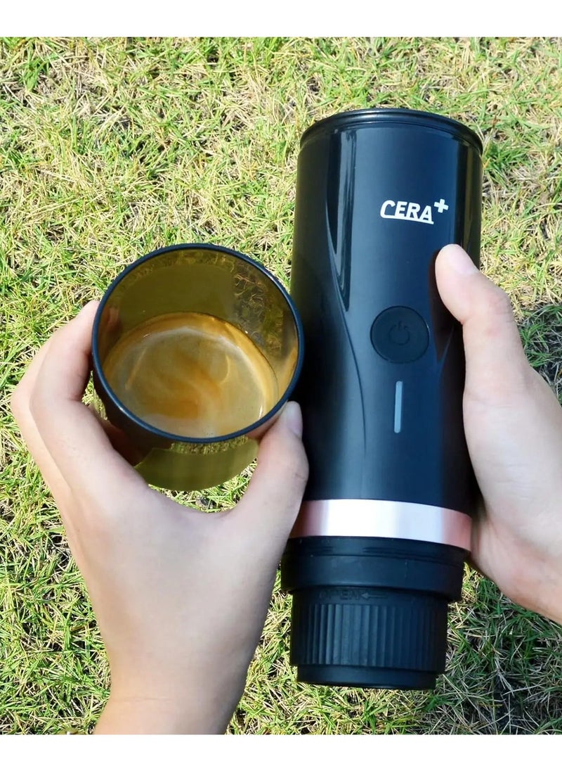 Cera Plus 2 in 1 Portable Coffee Maker, Rechargeable Mini Battery Espresso Machine with Heating Function, 20 Bar,  for Travel, Camping, Office, Home