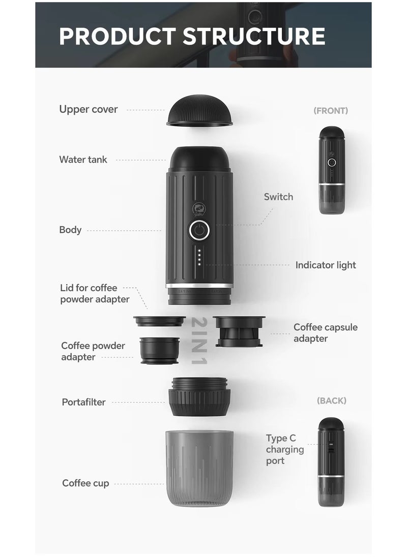 iCafilas Hottest Best Self-heating mini espresso coffee maker  portable coffee maker outdoor travel