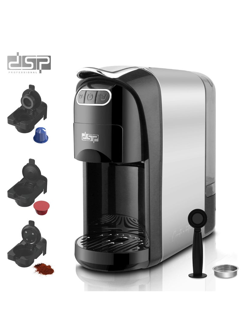 3 In 1 Automatic Capsule Coffee Machine, Espresso Coffee Machine,1400W/20 Bar Pressure Single Serve Coffee Maker for Nes Capsule DG Capsule and Powde, 0.7L,KA3118,Black/Grey