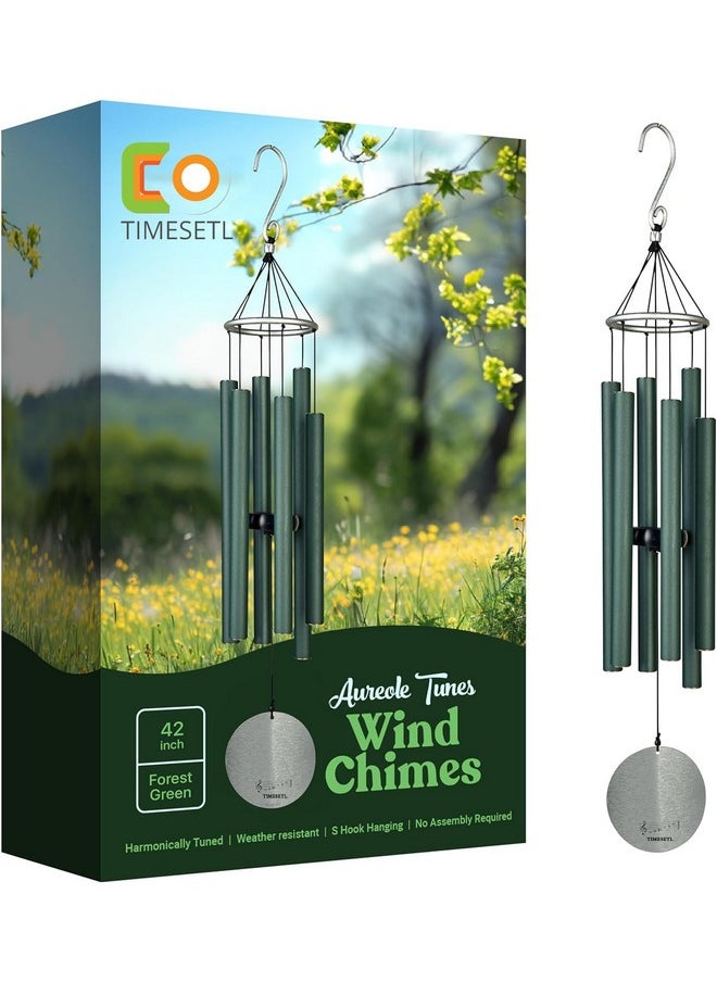 TIMESETL Aluminium Aeolian Bells Wind Chime Signature Collection, Bells Of Paradise, Rainforest Green 42 Inch Decor Designs Wind Chimes For Outdoor, Patio, Home Or Garden Décor