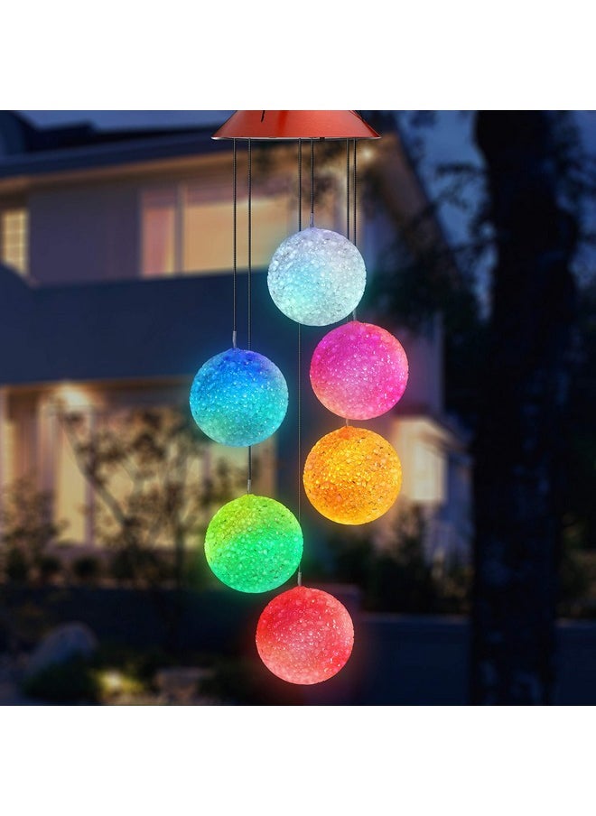 Topspeeder Wind Chimes Crystal Ball Solar Wind Chimes Color-Changing Outdoor Waterproof Wind Mobile Led Solar Powered Wind Chimes Outdoor Decor, Yard Decorations