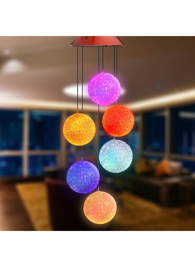 Topspeeder Wind Chimes Crystal Ball Solar Wind Chimes Color-Changing Outdoor Waterproof Wind Mobile Led Solar Powered Wind Chimes Outdoor Decor, Yard Decorations