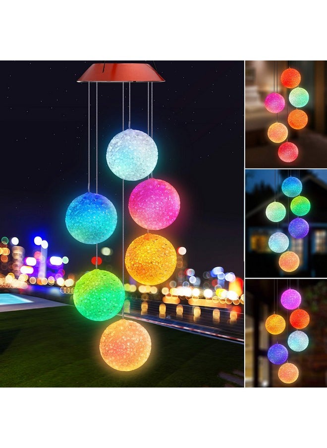 Topspeeder Wind Chimes Crystal Ball Solar Wind Chimes Color-Changing Outdoor Waterproof Wind Mobile Led Solar Powered Wind Chimes Outdoor Decor, Yard Decorations