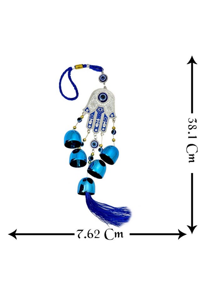 DT DECTONE Stone Nazar Battu Evil Eye Hanging Wall Decor Interior Accessories For The Home Good Fortune Vastu For Decoration And Prosperity- Wind Chime Bells, Blue