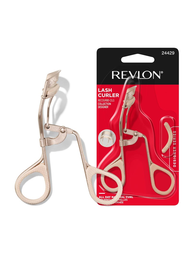 Designer Series Lash Curler, Eyelash Lift for an Eye Opening Look, with Finger Grips for a Non Slip Grip, Easy to Use, 1 Count Beige