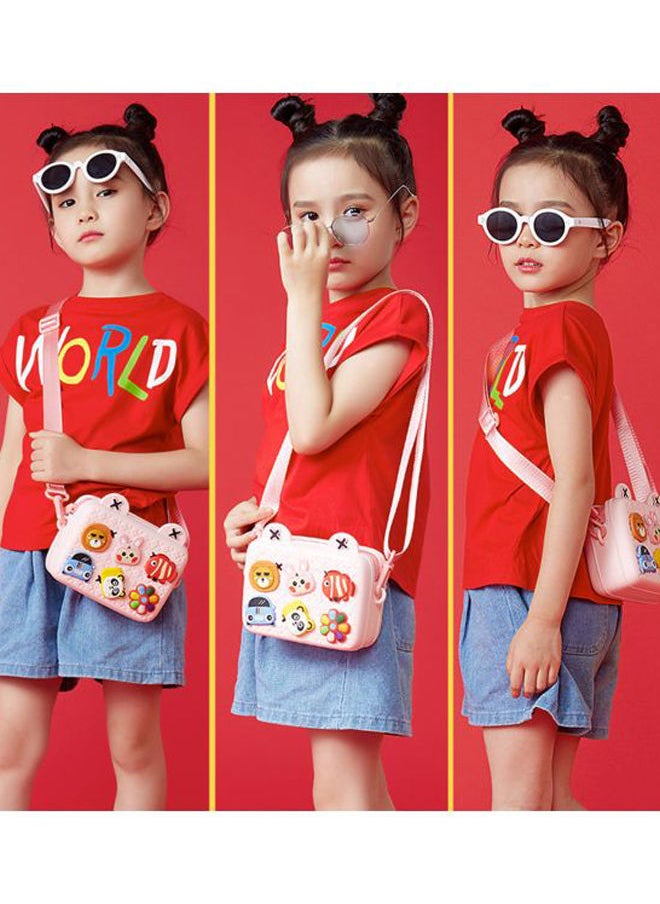 Girls' Cartoon Label Studded Crossbody Bag Pink/Red/Blue