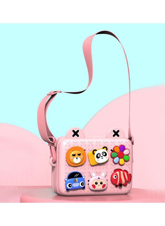 Girls' Cartoon Label Studded Crossbody Bag Pink/Red/Blue