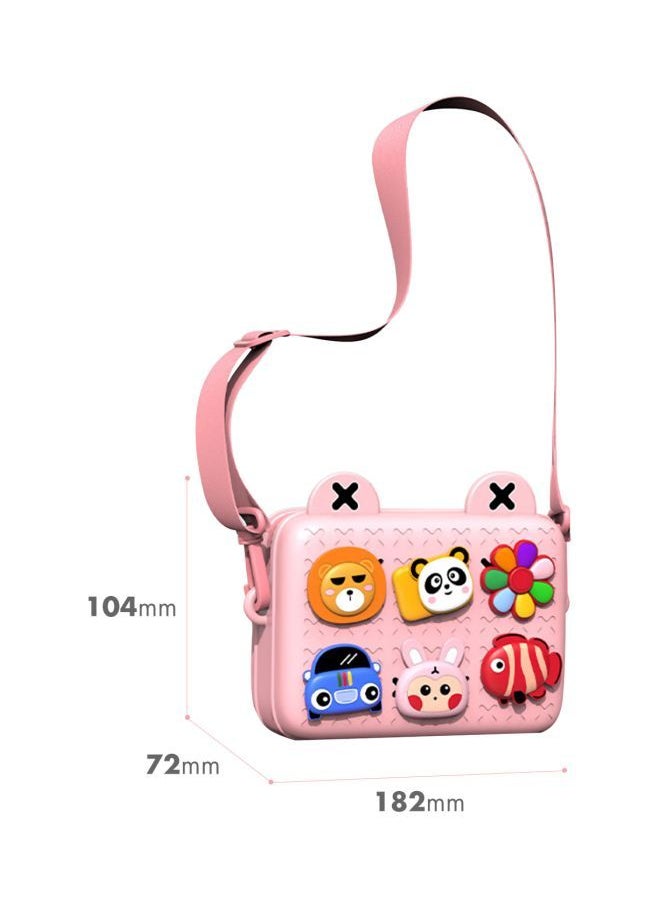 Girls' Cartoon Label Studded Crossbody Bag Pink/Red/Blue