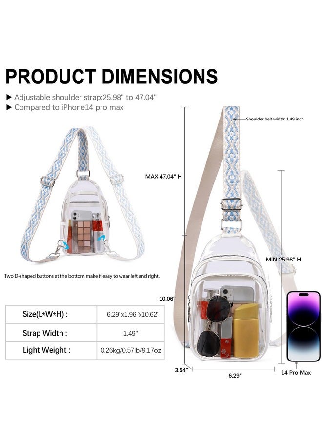 CLUCI Clear Bag for Stadium Events, Clear Bag Purses for women Crossbody Transparent, Crossbody Purses for Concerts Sports White