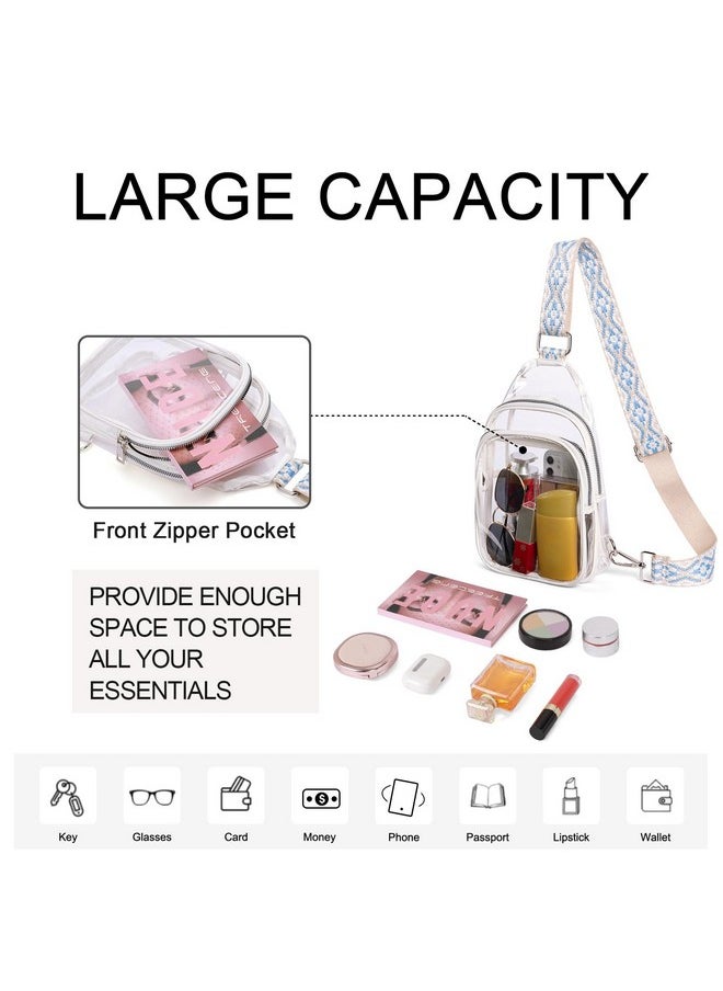 CLUCI Clear Bag for Stadium Events, Clear Bag Purses for women Crossbody Transparent, Crossbody Purses for Concerts Sports White