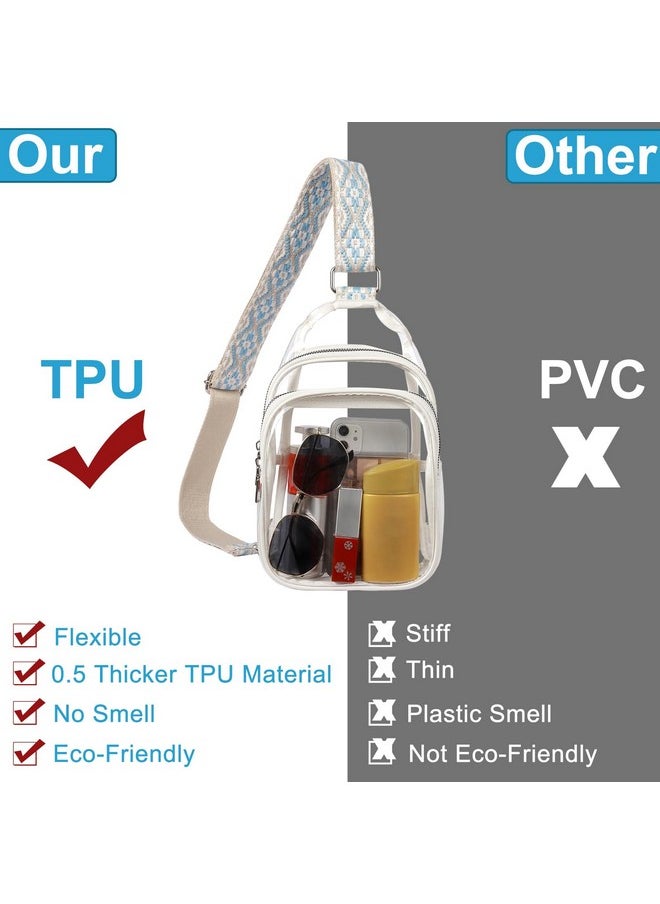 CLUCI Clear Bag for Stadium Events, Clear Bag Purses for women Crossbody Transparent, Crossbody Purses for Concerts Sports White