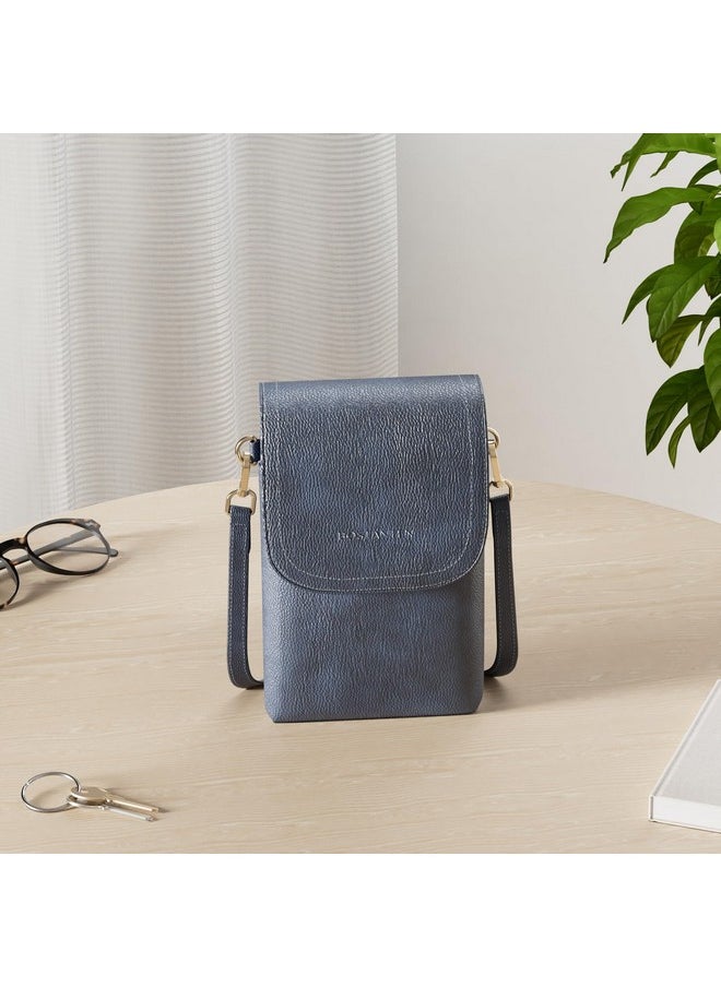 BOSTANTEN Vegan Leather Small Crossbody Bags for Women Designer Cell Phone Bag Wallet Purses Adjustable Strap Navy Blue