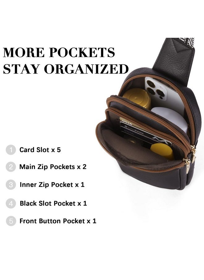 BOSTANTEN Small Sling Bag Crossbody Bags for Women Trendy Crossbody Purse Leather Chest Bag, Black