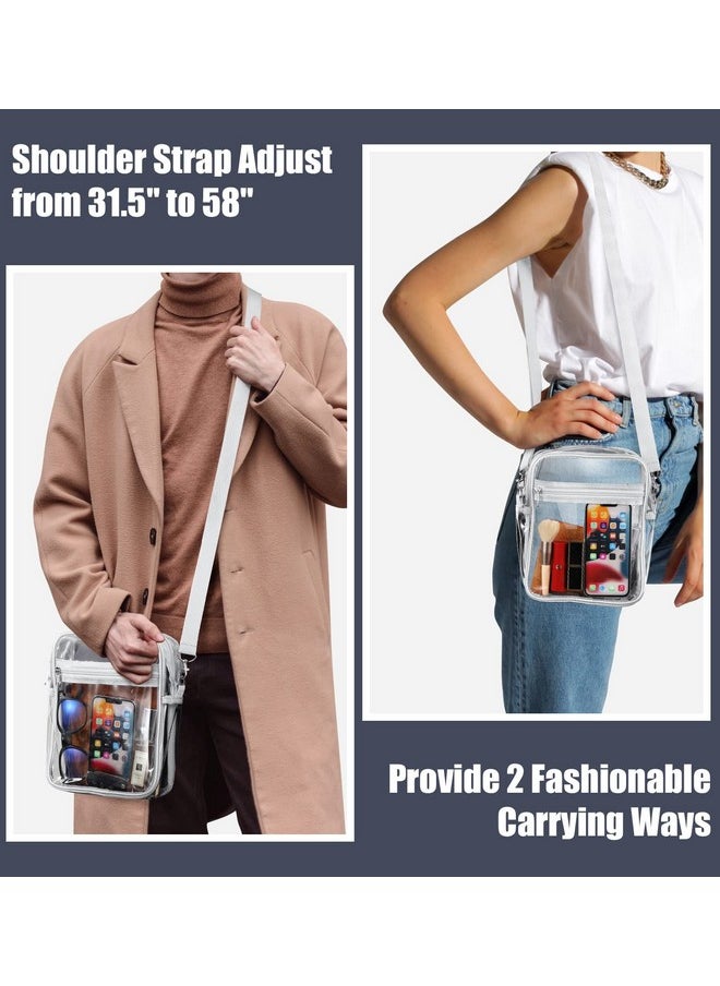 MoKo Clear Bag Stadium Approved for Women, Crossbody Bag Purse Adjustable Strap Shoulder Bags for Concerts Festival Sports Events, Gray+Clear