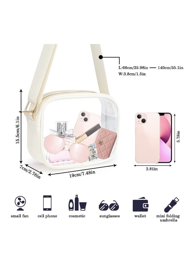 PVC Clear Crossbody Bag, Stadium Approved Clear Purse Bag for Concerts Sports Events Festivals, Fashion Versatile Makeup Bag