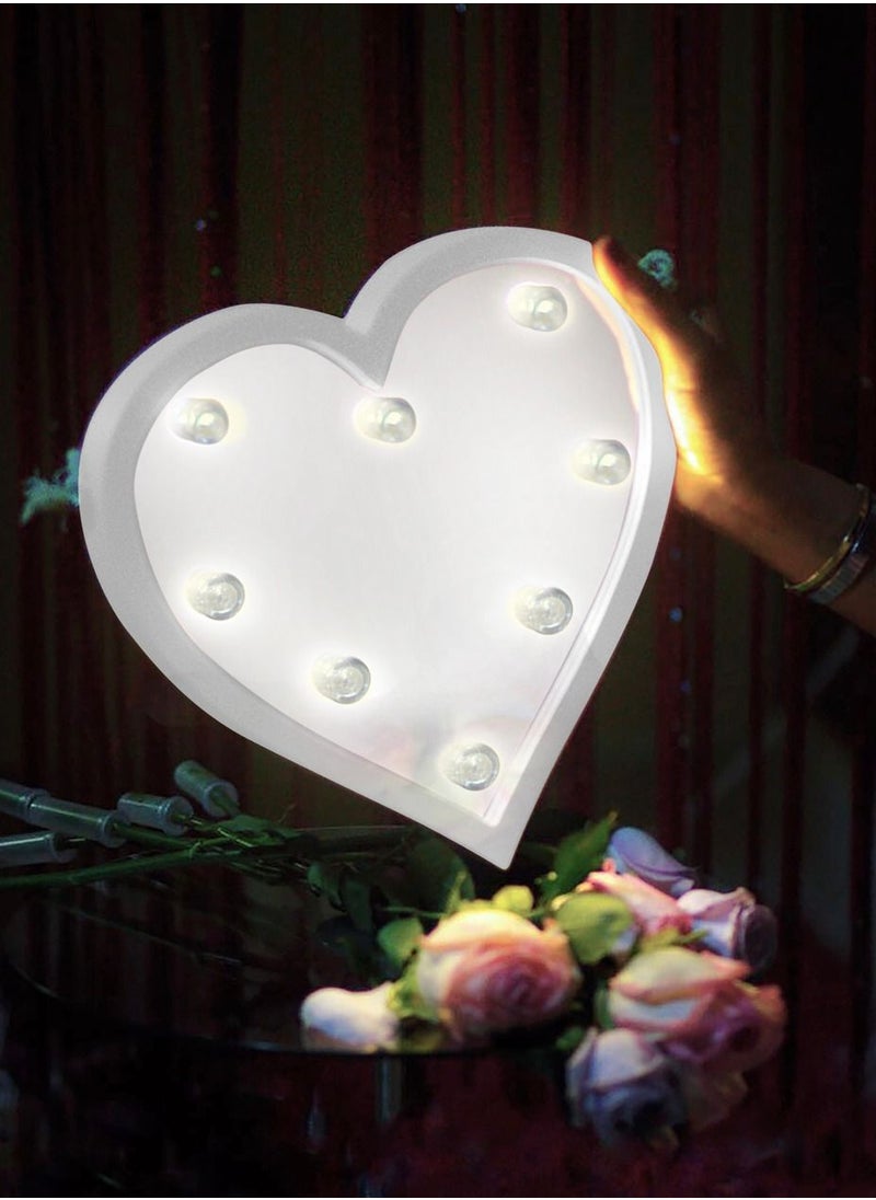 Heart-Shaped Mirror with White Frame and Light LEDs 32x30cm