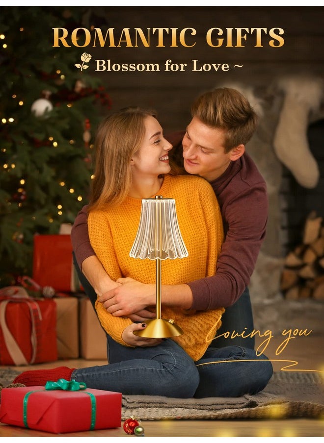 Table Lamps Set of 2, 3 Colors Bedside Lamps Set of 2, Dimmable Bedroom Lamps Set of 2, Rechargeable Nightstand Lamps Set of 2, Gold Lamps Set of 2 Lamps for Bedroom Living Room Bathroom Hotel Bar