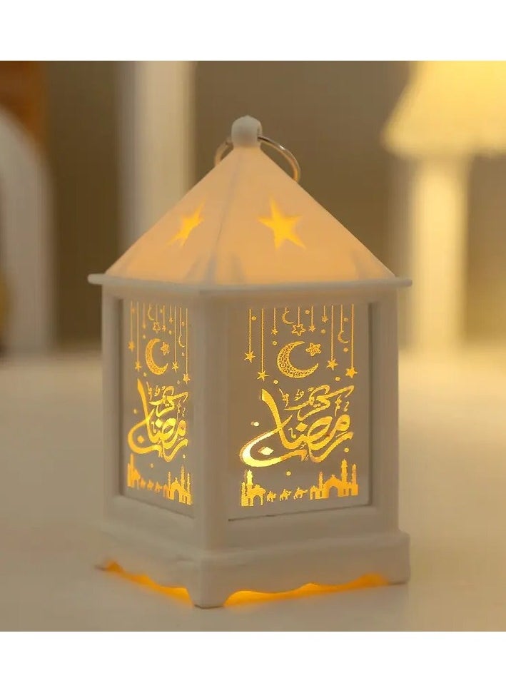 2pcs Moroccan Arab LED Night Lights - Star & Moon Castle Design, Battery-Powered Candle Lanterns for Ramadan & Eid AI-Fitr Decor