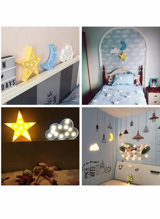 Night Light, LED  Moon Star and Cloud Shaped Marquee Decorations Sign Light Operated Table Lamp for Kids Children Bedroom Lighting Birthday Party Decor