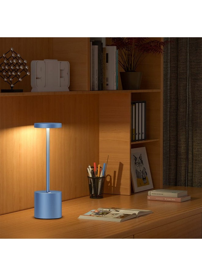 SAKRINGT 2 Pack Cordless Table Lamp Rechargeable,5000mAh Battery Powered Table Light, Dimming Portable LED Desk Lamp for Restaurant/Outdoor(Blue)