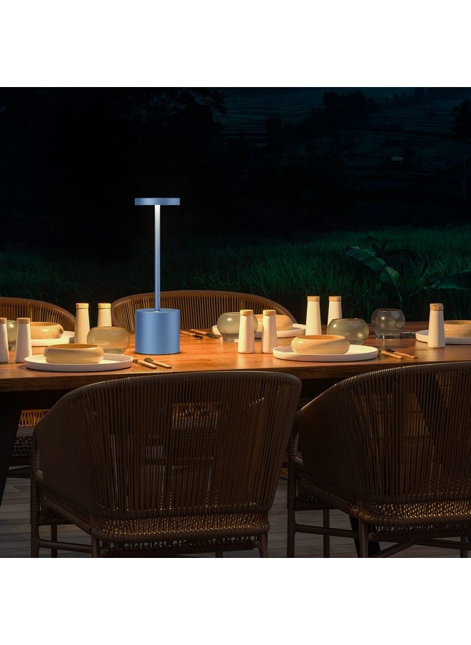 SAKRINGT 2 Pack Cordless Table Lamp Rechargeable,5000mAh Battery Powered Table Light, Dimming Portable LED Desk Lamp for Restaurant/Outdoor(Blue)
