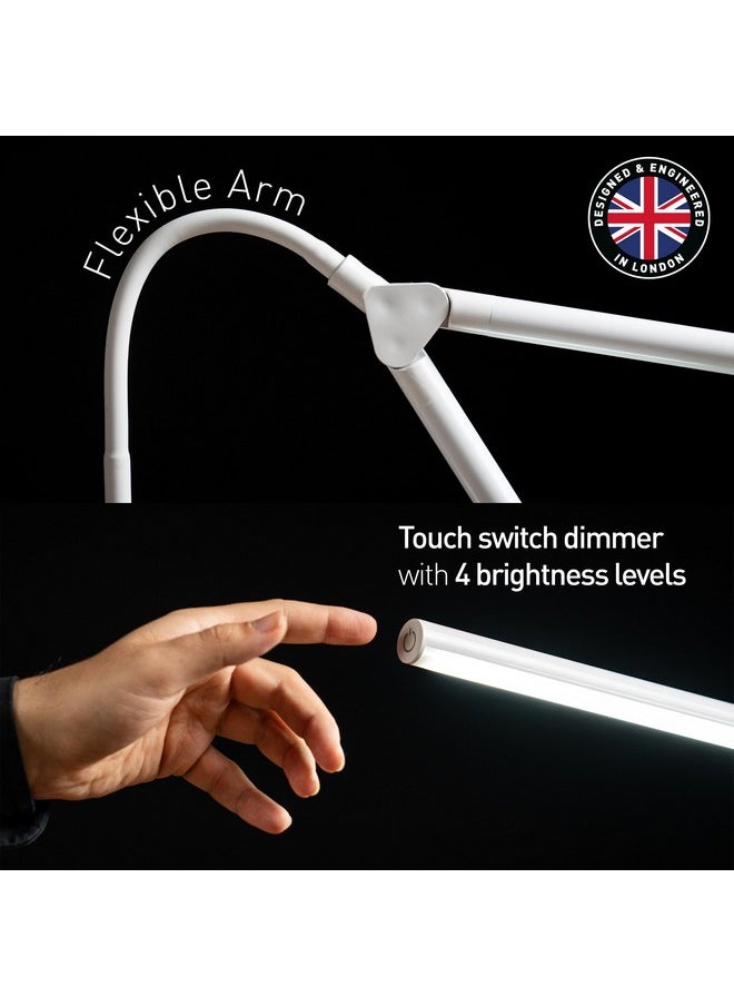 daylight Duo Floor Company Lamp LED-Eye Care-Anti glare-6,000 Kelvin-4 step dimmer-13.5W, White