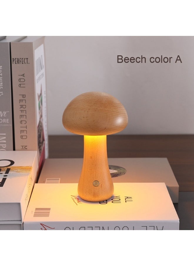 Natural Wood Mushroom Lamp - Elegant Mood Decorative Table Light